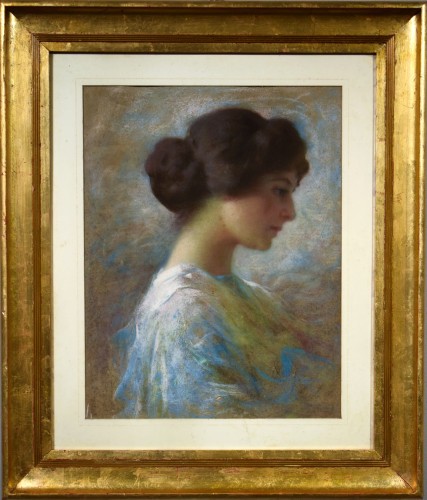 Art nouveau - Portrait de femme, pastel début 20e